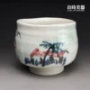 ccf-2 (4) 范振金手捏大茶碗俯視-13.9公分大口徑與內斂天青釉面-良時美器高端茶器