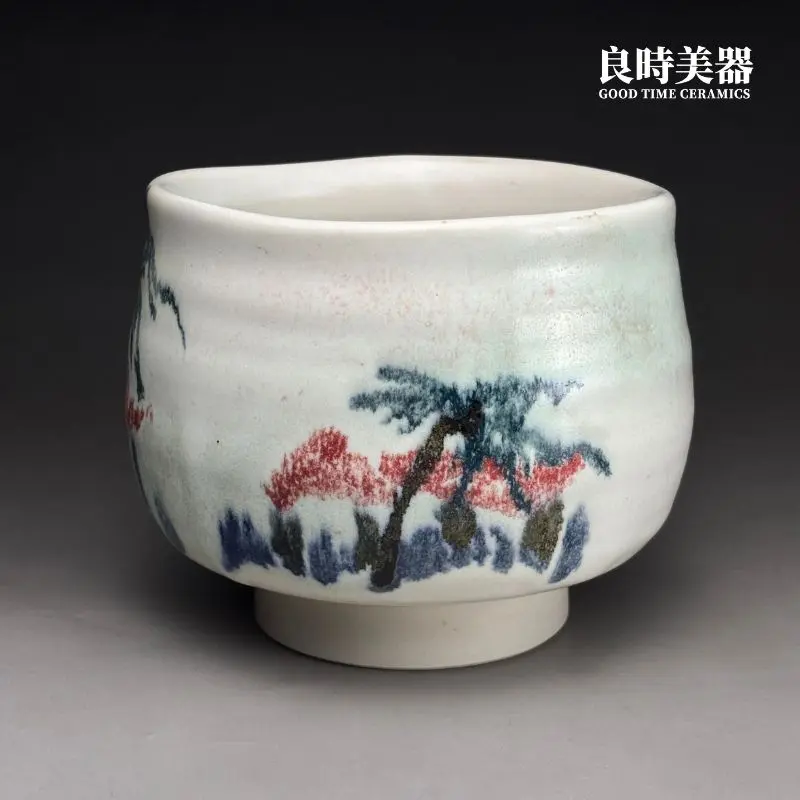 ccf-2 (4) 范振金手捏大茶碗俯視-13.9公分大口徑與內斂天青釉面-良時美器高端茶器