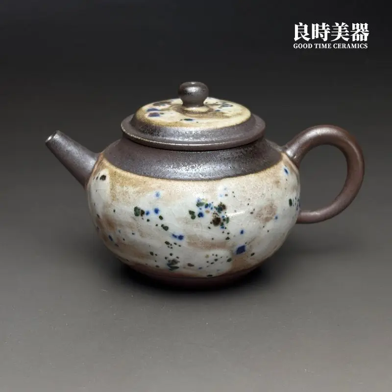 良時美器-王文玉手拉坯柴燒岩礦壺-210ml-五彩窯變孤品-台灣茶具推薦