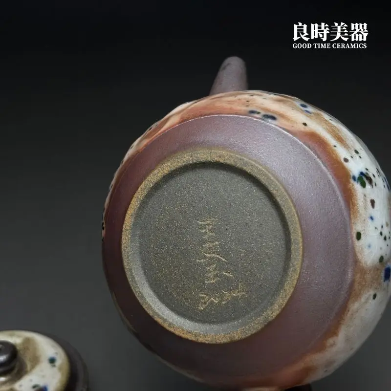 hmym3-18 (5) 良時美器高端台灣茶具陳列-王文玉163g柴燒岩礦壺-台灣陶藝家王文玉落款