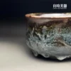 台灣茶具-許旭倫志野燒釉茶碗碗口線條與外壁流釉層次
