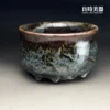許旭倫天目志野茶碗-觀茶內壁金屬曜變光澤與流釉垂滴