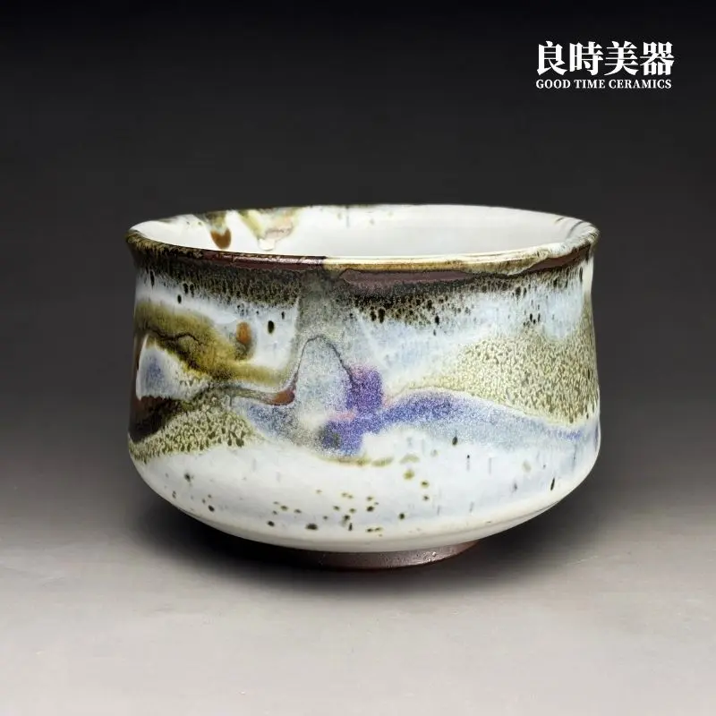 hsu-2-37 (2) 台灣茶具-許旭倫天目志野流釉茶碗-藍紫與茶褐釉色表面肌理細節