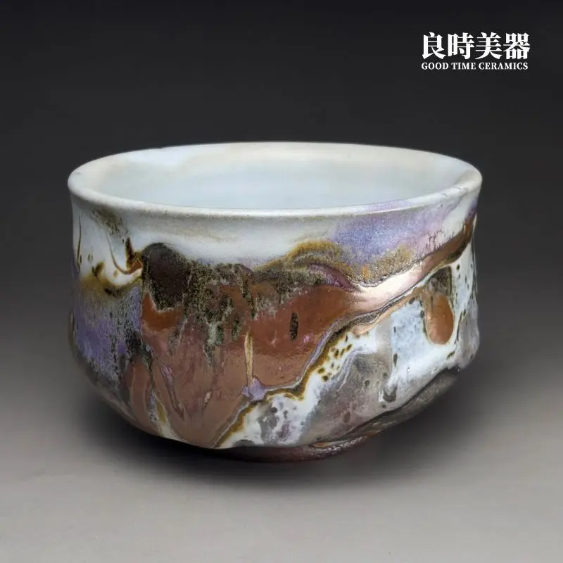 hsu-2-38 (2) 許旭倫大茶碗乳白色與紫羅蘭色釉變表面