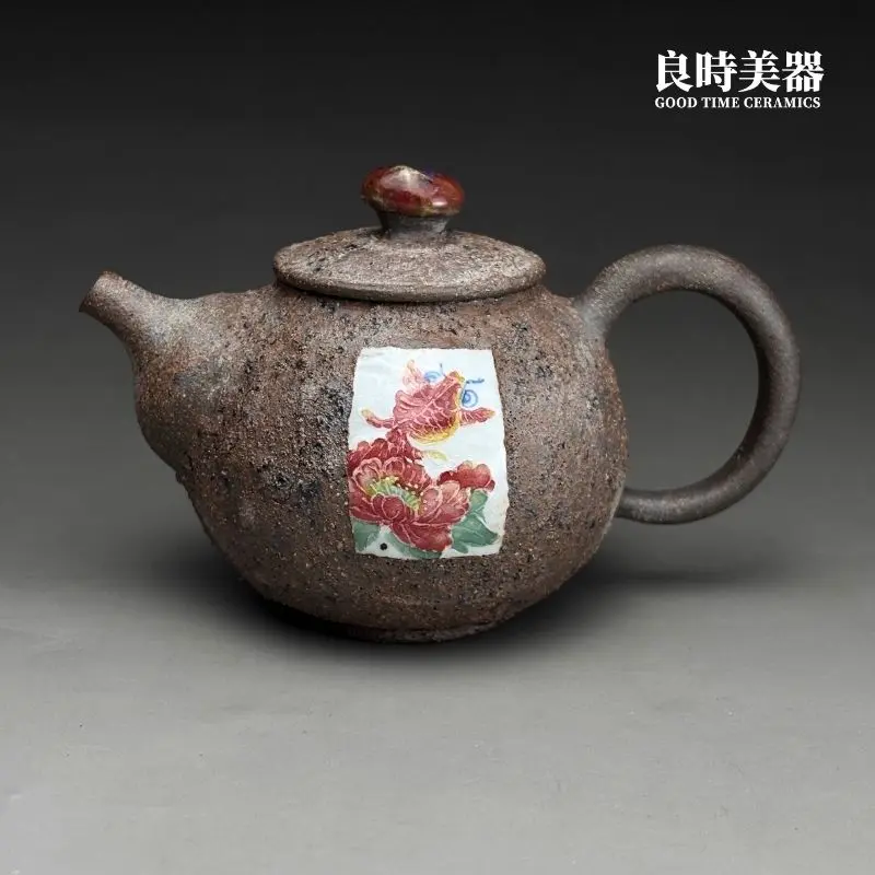 hsu-2-39 (1) 台灣茶器推薦-許旭倫手作原礦壺身細膩鴻運錦鯉開窗浮雕特寫