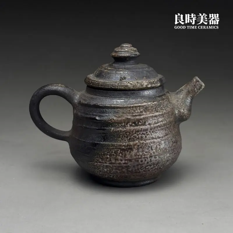 t-ccz-1 (3) 張家誌柴燒茶壺黑褐色金屬光澤熔融表面
