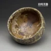 古川子手作岩礦大茶碗-觀茶機能碗內壁窯變色澤與茶湯成色視覺