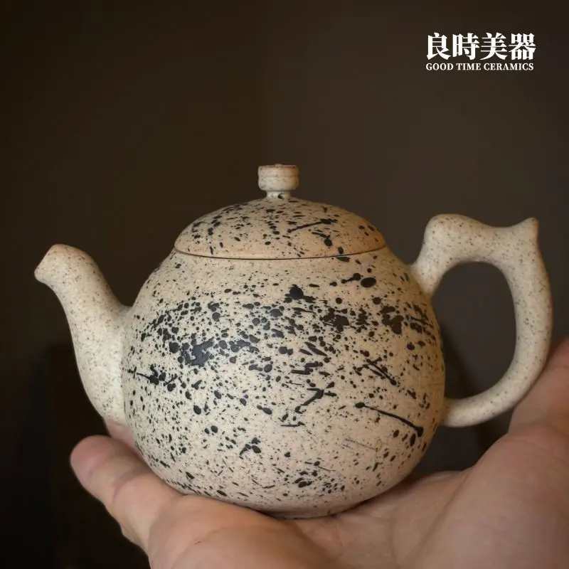 良時美器-李富軒-舞蝶潑墨岩礦壺 手持茶壺