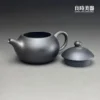 台灣茶具-林永裕手作煙燻黑金茶壺圓拱鈕蓋與氣孔局部特寫