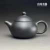 台灣茶具-林永裕手作煙燻黑金茶壺-T-LYUB-3正面外觀與手工拉坏壺身