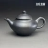 台灣茶具-林永裕手作煙燻黑金茶壺-T-LYUB-4正面外觀與手工拉坏壺身