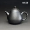T-LYUB-5 台灣茶具-林永裕手作煙燻黑金龍蛋壺-T-LYUB-5正面外觀與手工拉坏壺身