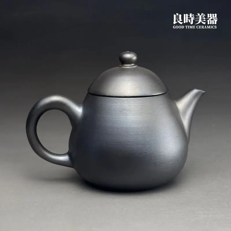 T-LYUB-5 (4) 良時美器台灣茶器推薦-林永裕手作煙燻黑金龍蛋壺108g輕量化整體造型視覺