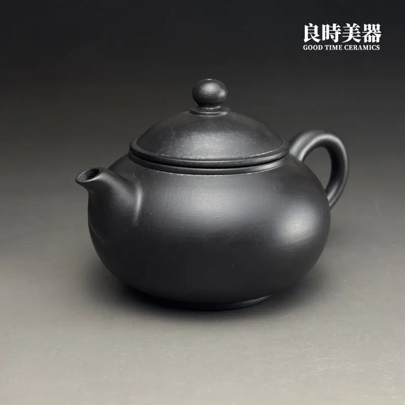 良時美器台灣茶器推薦-林永裕手作煙燻黑金西施壺116g輕量化整體造型視覺