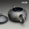 林永裕手作煙燻黑金岩肌仿鼓壺-180ml半球多孔濾網內孔與內部細節工藝特寫