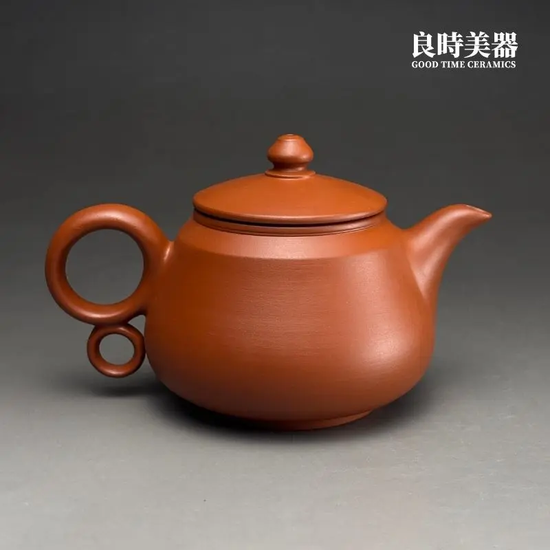 台灣茶器推薦-林永裕手作朱泥茶壺雙圈壺把與背面細節