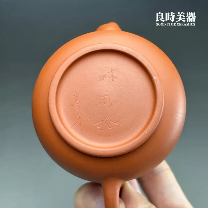 高端台灣茶器-林永裕手作朱泥茶壺底足圈足與職人落款真跡