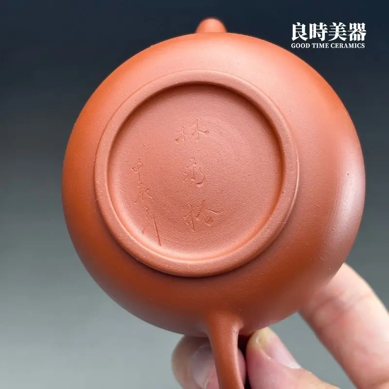 高端台灣茶器-林永裕手作朱泥茶壺底足圈足與職人落款真跡