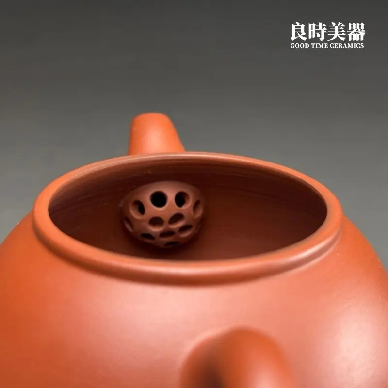 林永裕手作朱泥茶壺-130ml單孔內孔與內部細節工藝特寫