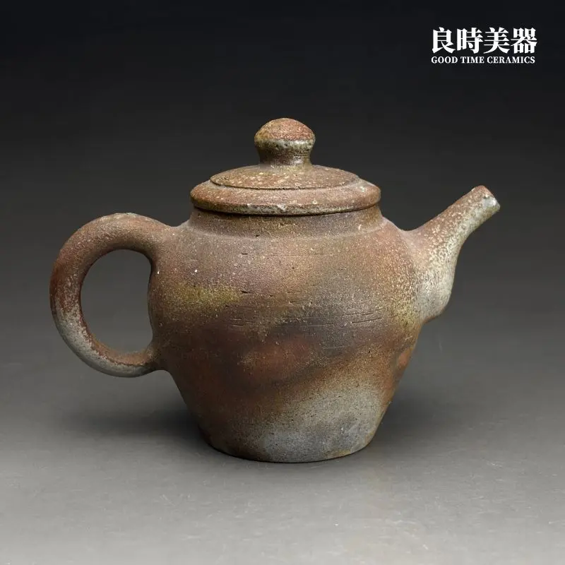 張家誌入炭柴燒手作茶壺作品200ml左側面