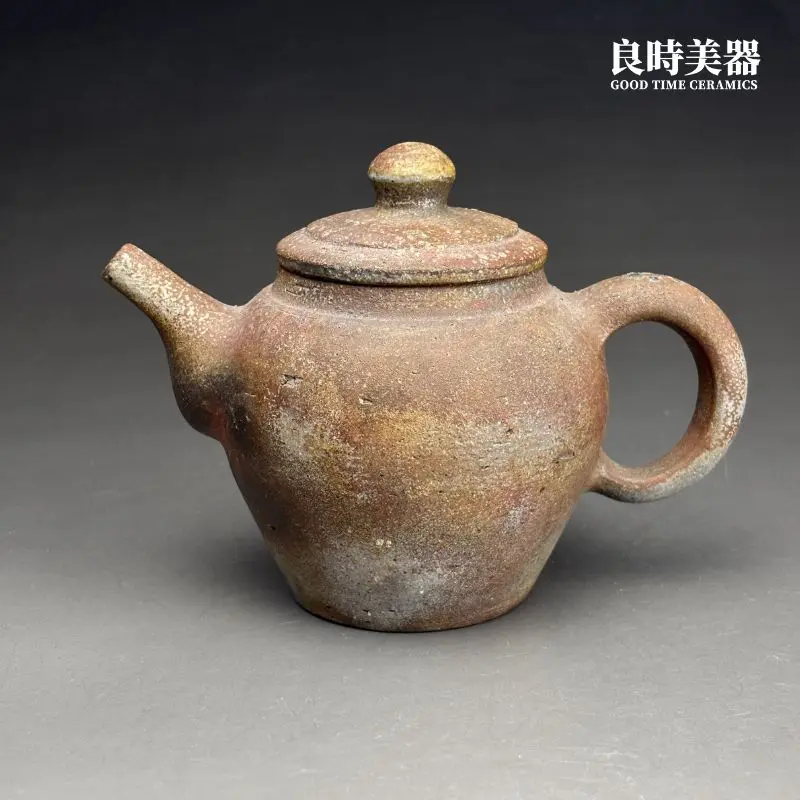 張家誌入炭柴燒手作茶壺作品200ml右側面