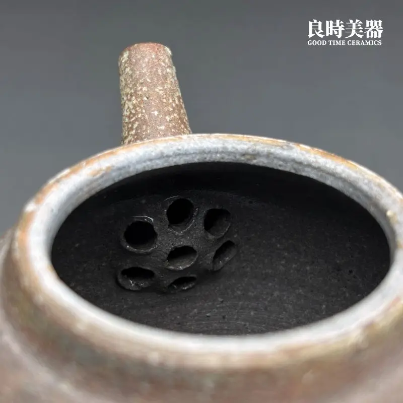 張家誌入炭柴燒手作茶壺作品200ml右側面內孔