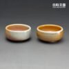 sgg-061-3 (2) 高端台灣茶器-周聖鈞Sgg-061-3柴燒雙杯20ml精緻瓷土杯口線條雙杯