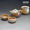 sgg-061(3) 台灣茶具-周聖鈞虎斑瓷土柴燒茶器系列-Sgg-061套組正面外觀