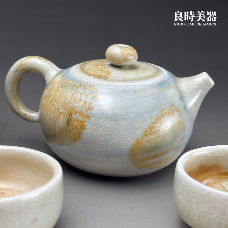 sgg-062-1 (1) 台灣茶器推薦-周聖鈞手作Sgg-062-1柴燒壺暖橙色落灰與出水鈕蓋細節