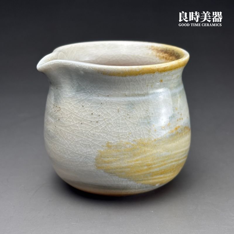 sgg-062-2 (2) 台灣茶具-周聖鈞Sgg-062-2柴燒茶海180ml淡藍灰流灰層次