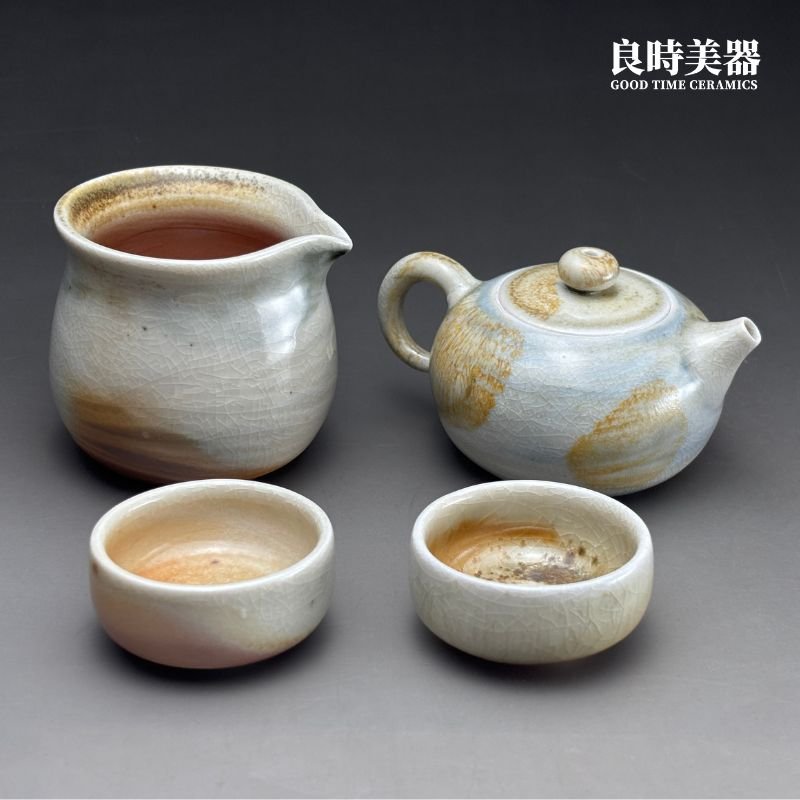 台灣茶具-周聖鈞瓷土柴燒窯變茶器系列-Sgg-062套組