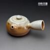 sgg-063-1 (1) 台灣茶器推薦-周聖鈞手作Sgg-063-1虎紋柴燒側把壺170ml正面