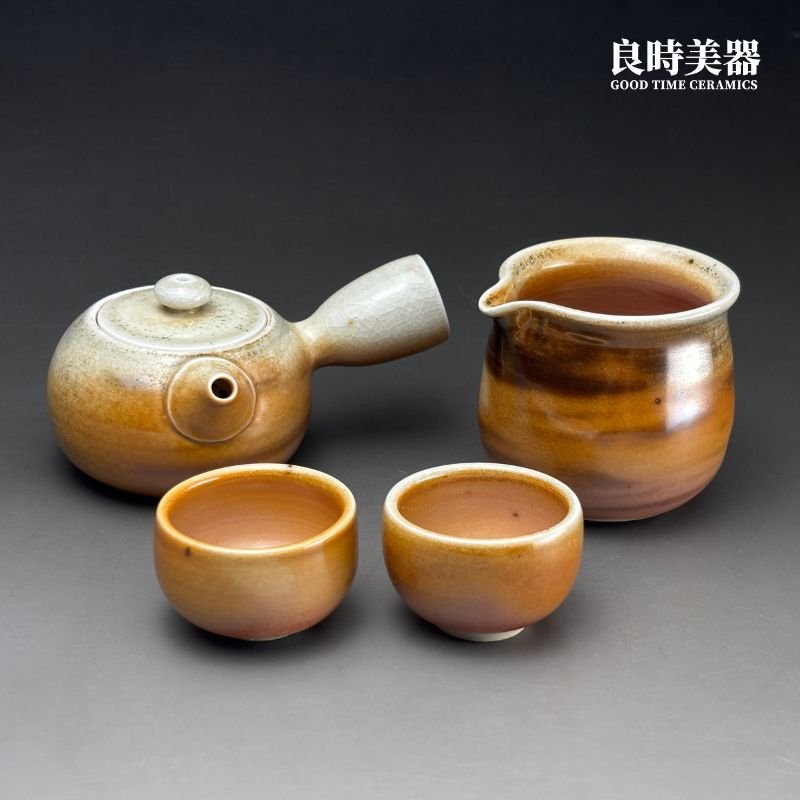 台灣茶具-周聖鈞虎斑瓷土柴燒茶器系列-Sgg-063套組