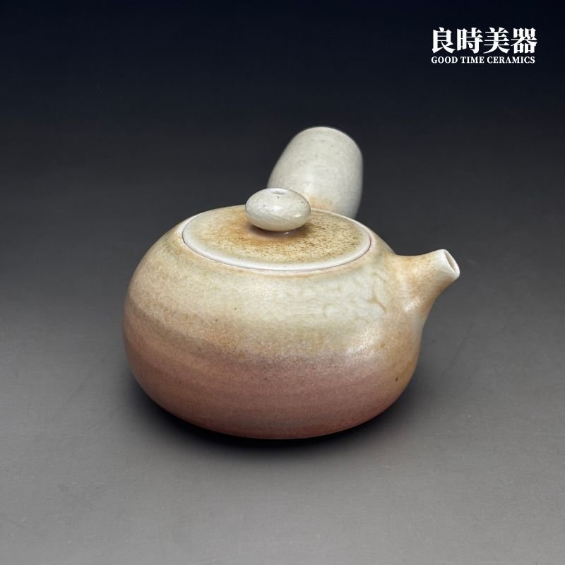 台灣茶器推薦-周聖鈞手作Sgg-064-1虎紋柴燒側把壺150ml