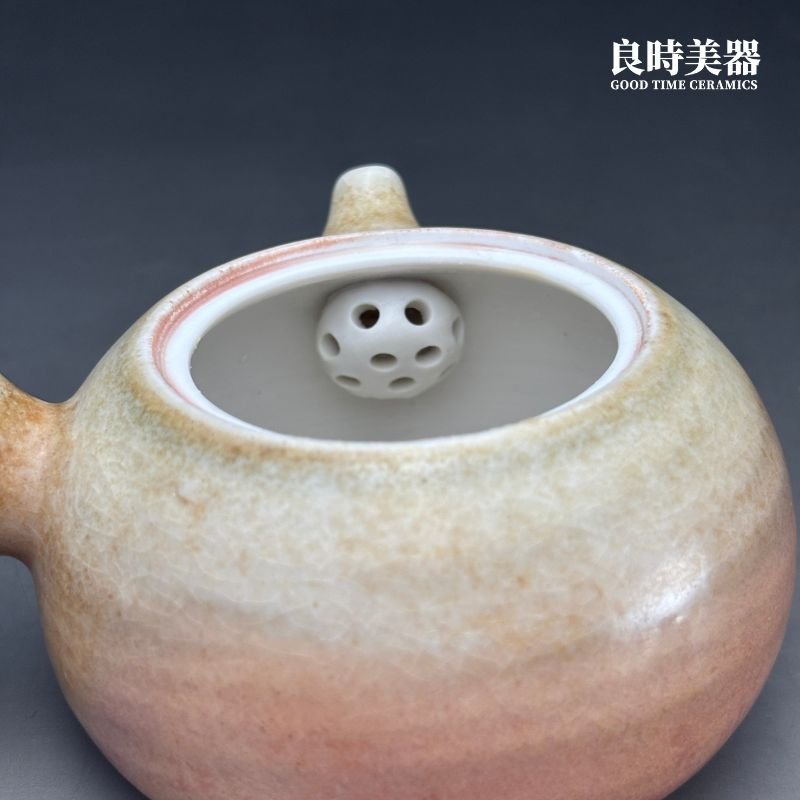 台灣茶器推薦-周聖鈞手作Sgg-064-1虎紋柴燒側把壺150ml內孔