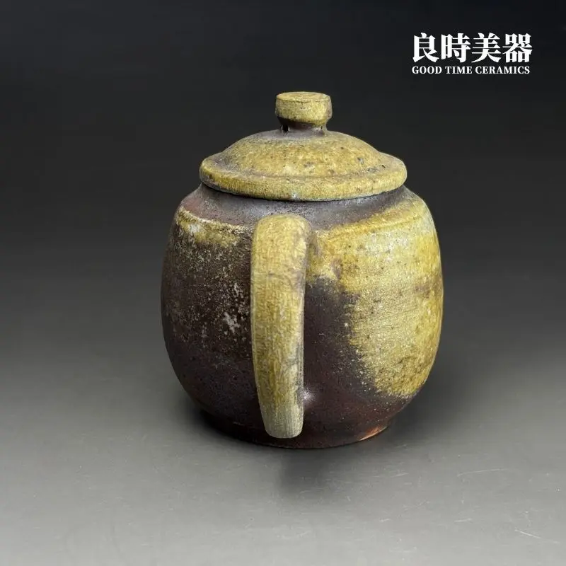 ccz-10 (3) 台灣茶器推薦-張家誌手作柴燒窯變德鐘壺大面積黃綠落灰結晶背面細節