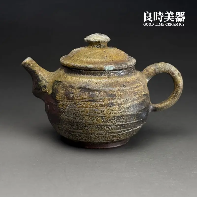 ccz-11 (1) 台灣茶具-張家誌手作入炭柴燒壺-Ccz-11正面外觀與金黃落灰結晶
