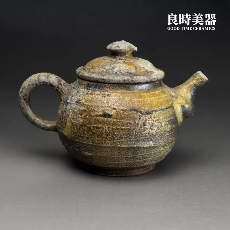 ccz-11 (3) 良時美器台灣茶器推薦-張家誌手作入炭柴燒壺210ml圓扁幾何整體造型