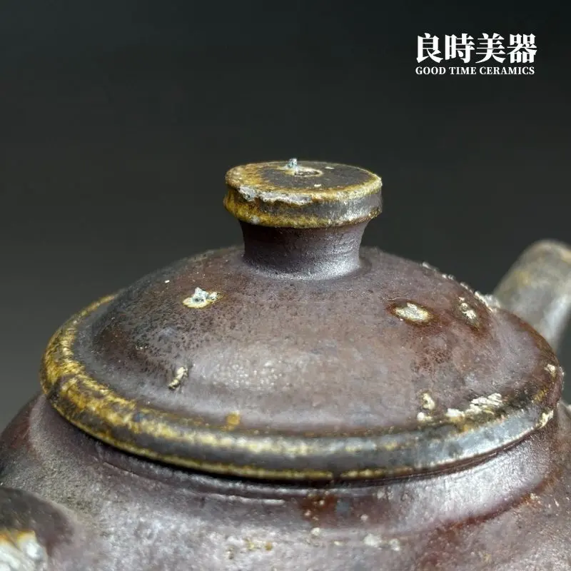 良時美器台灣茶器推薦-張家誌手作入炭柴燒壺270ml白色落灰結晶