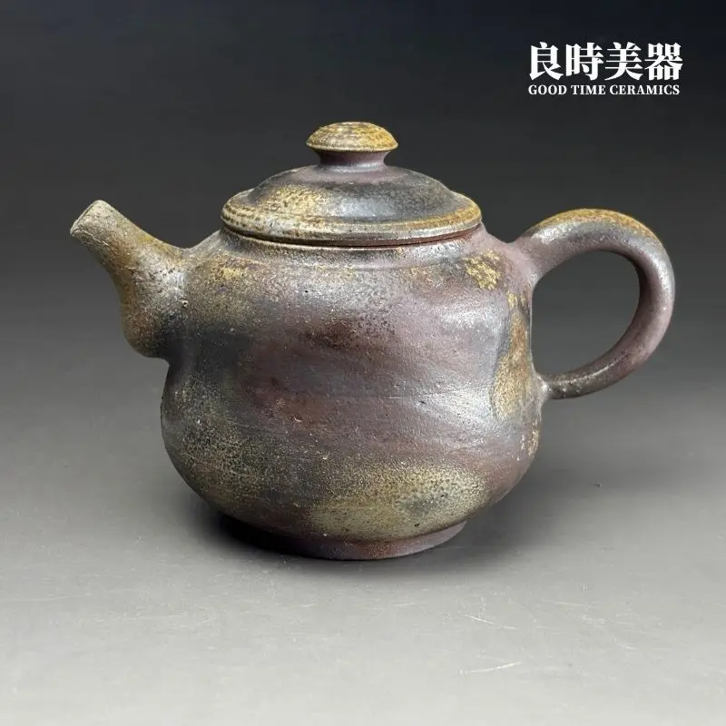 ccz-17 (1) 台灣茶具-張家誌手作入炭柴燒壺-Ccz-17側面外觀與黃綠落灰結晶