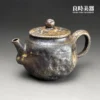 良時美器台灣茶器推薦-張家誌手作入炭柴燒壺190ml圓扁幾何整體造型