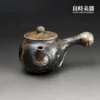 台灣茶具-張家誌手作入炭柴燒壺-Ccz-19正面外觀與金黃落灰結晶