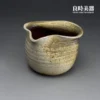台灣茶具-張家誌手作柴燒窯變茶海-Ccz-20手工弦紋與黃綠落灰正面外觀