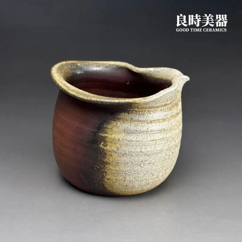 高端台灣茶器-張家誌手作柴燒窯變茶海雙面落灰交織側面視覺細節