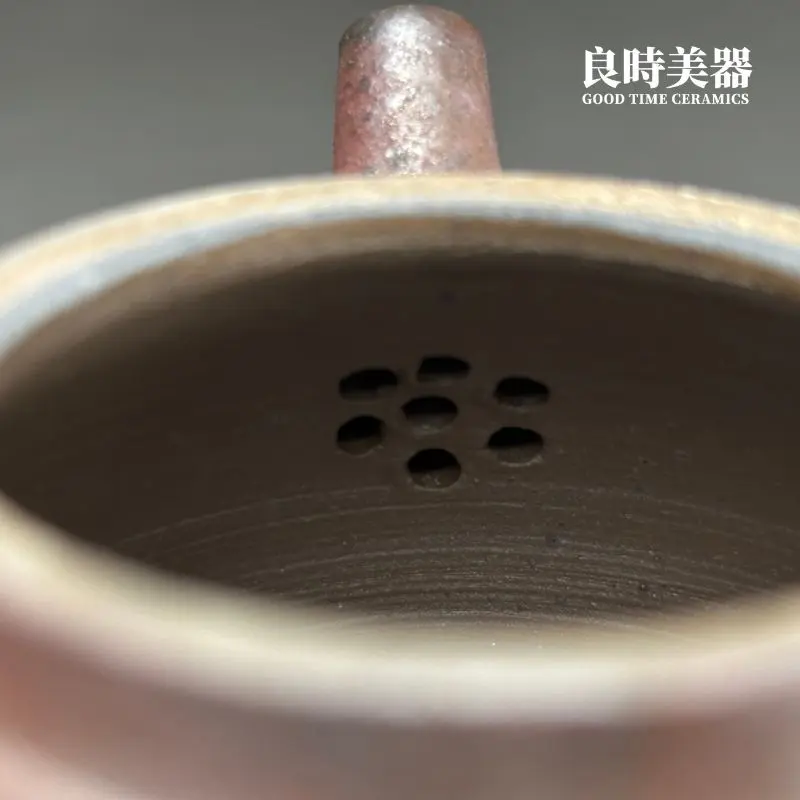 張家誌手作柴燒窯變龍蛋壺-170ml單孔內孔與內部細節工藝特寫
