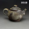 良時美器台灣茶器推薦-張家誌手作柴燒窯變弦紋仿鼓壺279g圓腹幾何整體造型