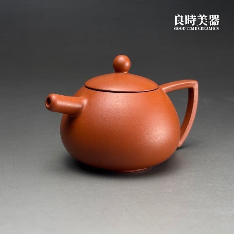良時美器台灣茶器推薦-陳巧松手拉坏幾何朱泥壺100ml側面