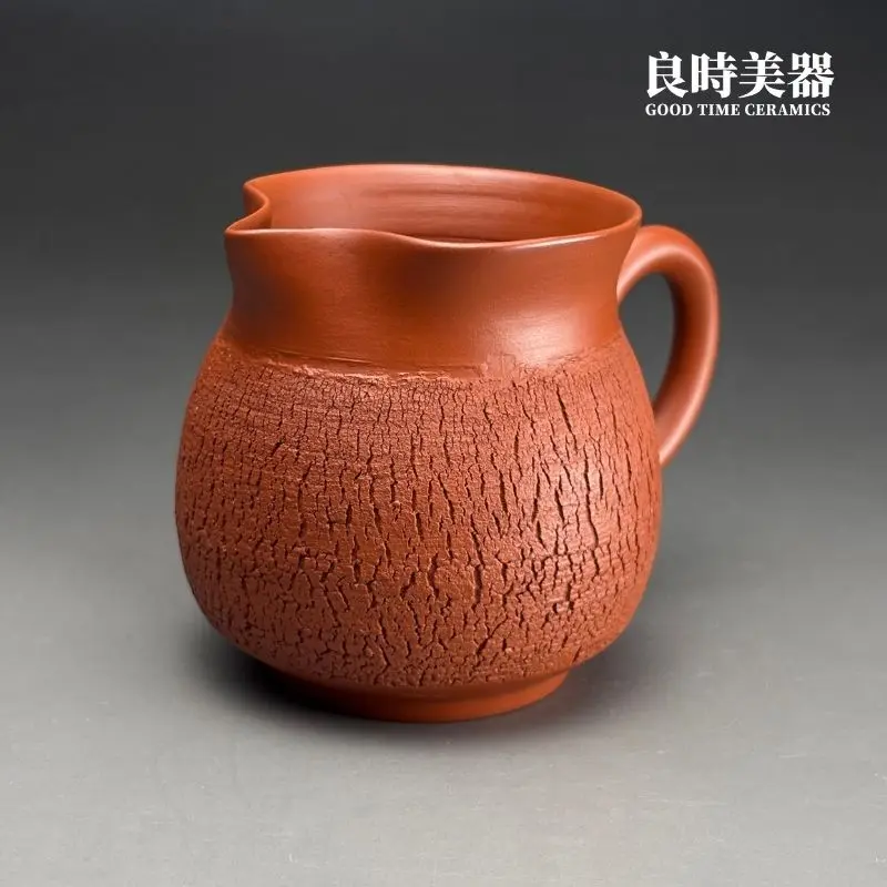 ym-12 (1) 台灣茶具-陳政嵐手作爆裂朱泥茶海-ym-12正面外觀與手工爆裂樹皮肌理