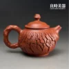 良時美器台灣茶器推薦-陳政嵐手作爆裂朱泥壺140ml龍蛋幾何整體造型
