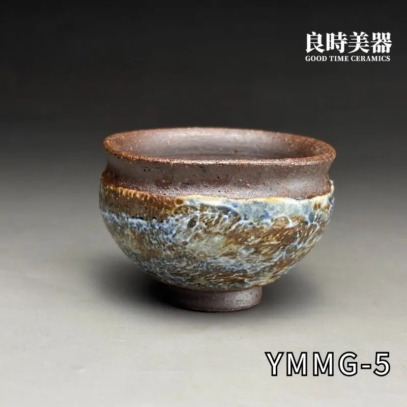 ymmg-5 (1) 台灣茶具-陳明謙手作天空藍窯變岩礦杯-ymmg-5正面外觀與手工四方方口造型